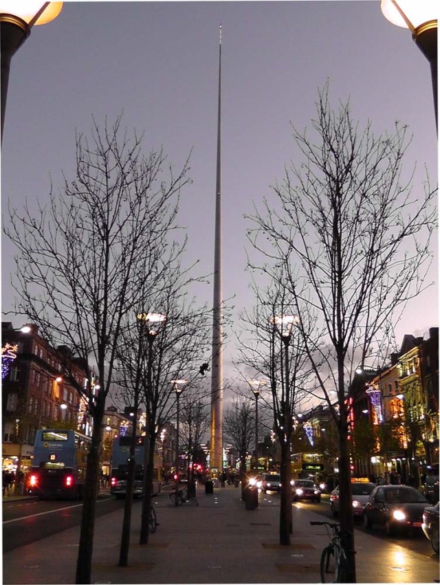 The Spire looking south along O'Connell Street, Dublin, Ireland