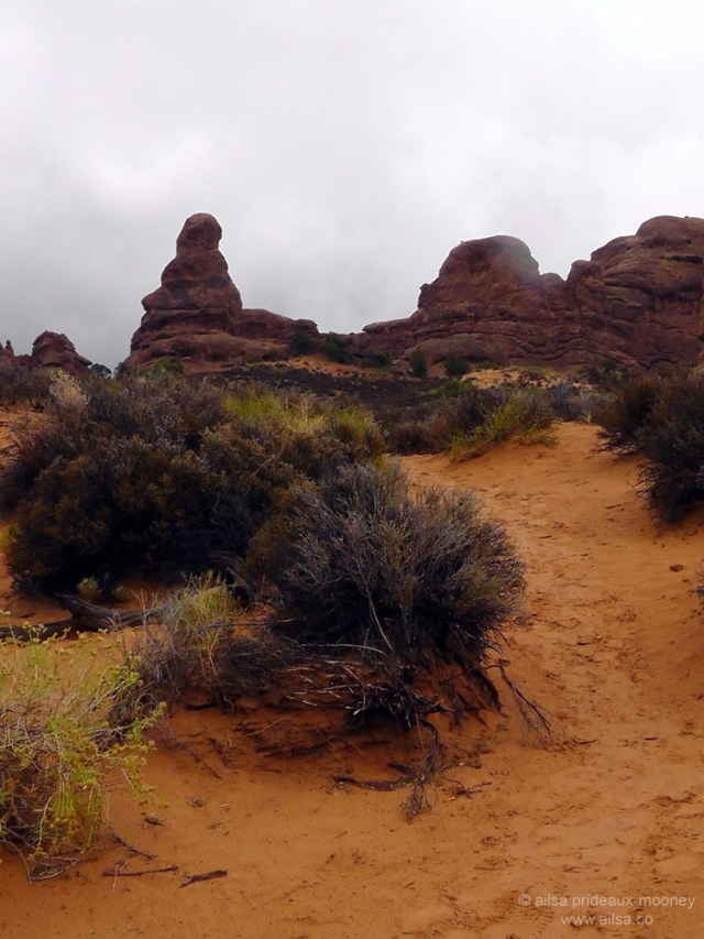 red arches national park utah fog