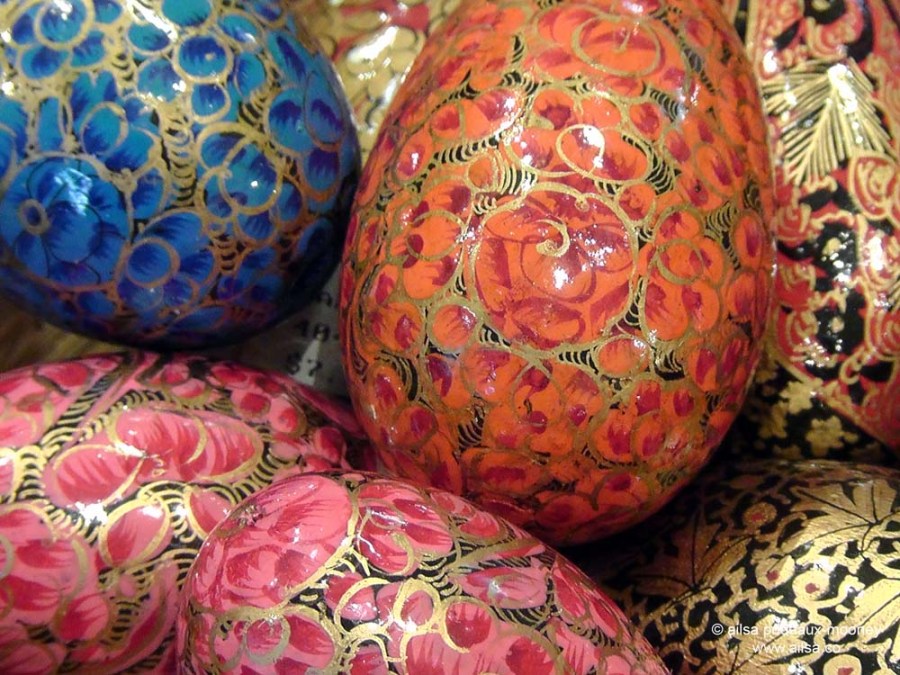 hand painted handpainted papier mache eggs