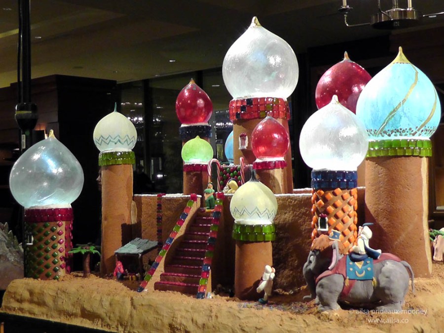 aladdin magical castle sheraton seattle gingerbread house castle village christmas