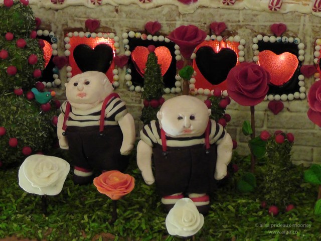 alice wonderland castle gingerbread house village seattle sheraton christmas tweedle-dum tweedle-dee