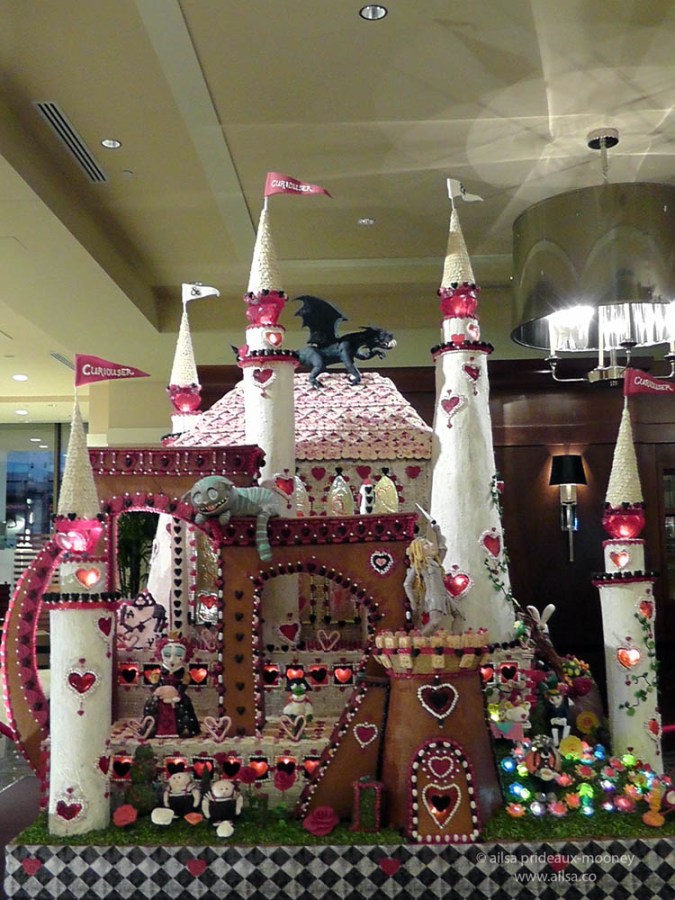 alice wonderland castle gingerbread house village seattle sheraton christmas
