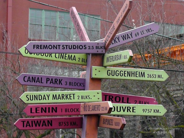 fremont seattle center centre of the universe signpost travel