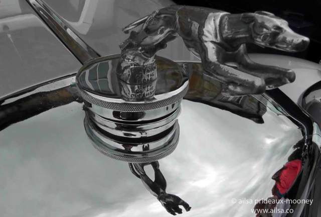 vintage car rally, irish veteran and vintage car club, powerscourt estate, picnic, travel, travelogue, ireland, ailsa prideaux-mooney, hood ornament