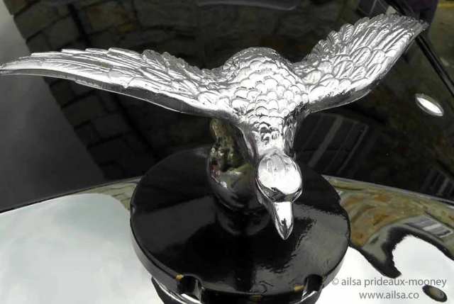 vintage car rally, irish veteran and vintage car club, powerscourt estate, picnic, travel, travelogue, ireland, ailsa prideaux-mooney, hood ornament
